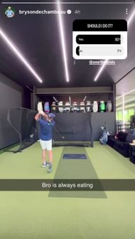 A still from Bryson DeChambeau's Instagram story (via @brysondechambeau)